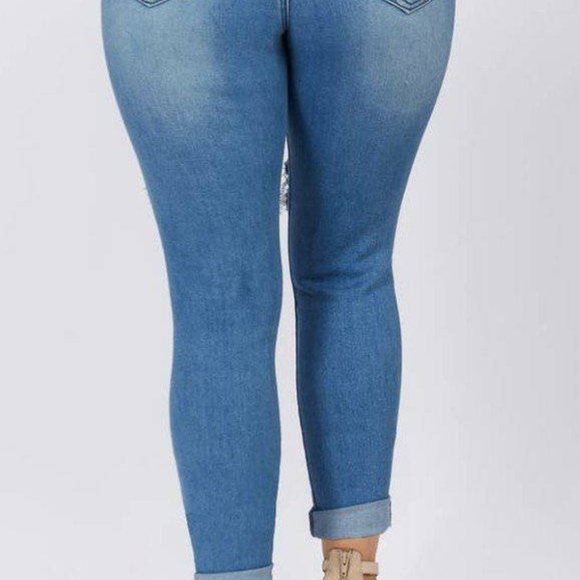 Becca High Waist Roll Up Skinny Jeans (Sizes up to - Picture 2 of 4